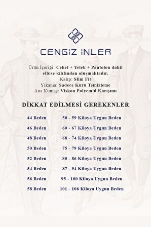Cengiz İnler Armür Çift Düğme 8 Drop Yeleksiz Modern Fit Erkek Takım Elbise