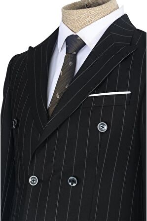 Cengiz İnler Kalın Çizgili Kruvaze Erkek Takım Elbise