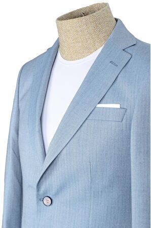 Cengiz İnler Balıksırtı Desenli Slim Erkek Ceket