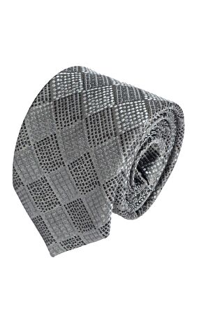 Cengiz İnler Kareli Desen Mendilli Mikrofiber Erkek Kravat