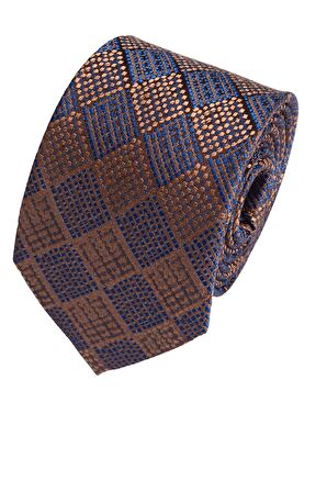 Cengiz İnler Kareli Desen Mendilli Mikrofiber Erkek Kravat