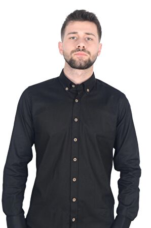 Cengiz İnler Gabardin Yıkamalı Yaka Düğmeli Slimfit Erkek Gömlek