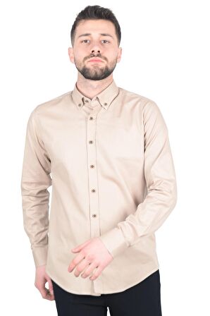 Cengiz İnler Gabardin Yıkamalı Yaka Düğmeli Slimfit Erkek Gömlek