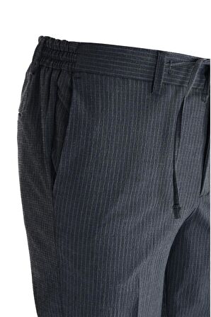 Gofre Çizgili Yan Cep Slim Erkek Pantolon