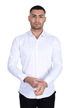Cengiz İnler Standart Yaka Likralı Slimfit Erkek Gömlek 