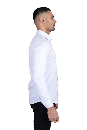 Cengiz İnler Standart Yaka Likralı Slimfit Erkek Gömlek 