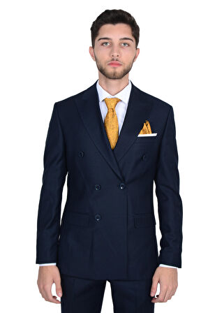 Cengiz İnler Keal Deseneli Erkek Kruvaze Takım Elbise