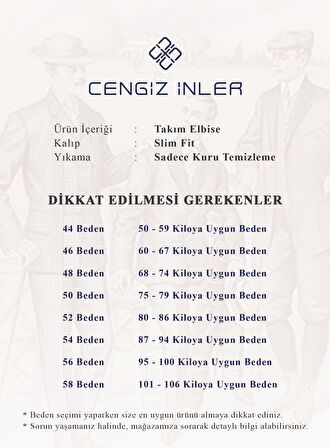 Cengiz İnler Keal Deseneli Erkek Kruvaze Takım Elbise