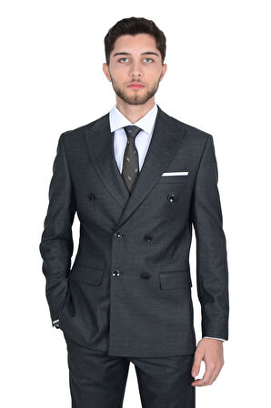Cengiz İnler Keal Deseneli Erkek Kruvaze Takım Elbise