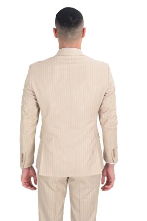 SF144 Çizgili Kruvaze Takım Elbise