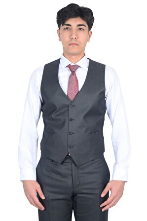 Cengiz İnler Dokulu Kırlangıç Yaka Erkek Yelekli Takım Elbise