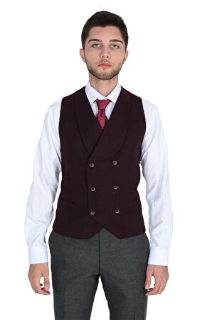 Yelekli Kombinli Kumlu Desen Takım Elbise