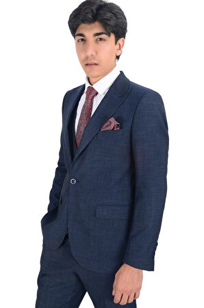 Cengiz İnler Sivri Yaka Çift Taraflı Yelekli Takım Elbise