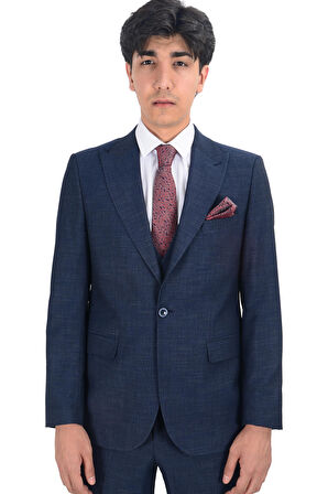 Cengiz İnler Sivri Yaka Çift Taraflı Yelekli Takım Elbise