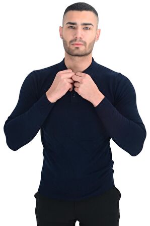 Cengiz İnler Polo Yaka Basic Erkek Triko Kazak