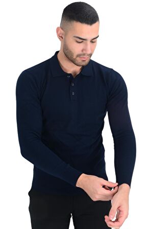 Cengiz İnler Polo Yaka Basic Erkek Triko Kazak