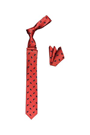 Cengiz İnler Minik Şal Desen Mendilli Mikrofiber Erkek Kravat Aksesuar