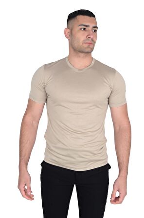 Erkek O Yaka Floş t-shirt