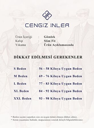 Cengiz İnler Yaka Düğmeli Kare Desen Erkek Slimfit Gömlek
