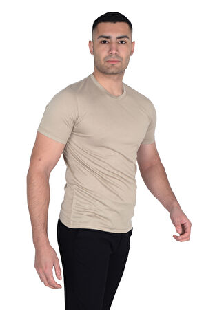 Erkek Sıfır Yaka Floş T-SHIRT