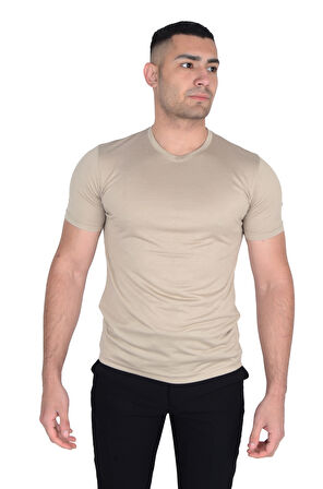 Erkek Sıfır Yaka Floş T-SHIRT