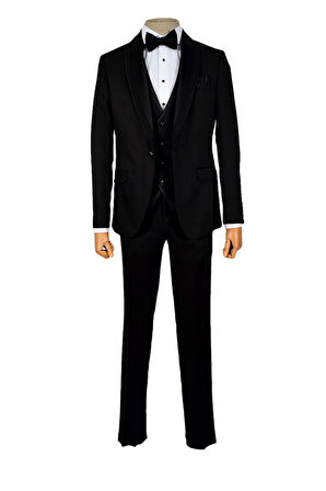 Cengiz İnler Dokulu Çift Çizgi Şal Yaka Tek Düğme Damatlık