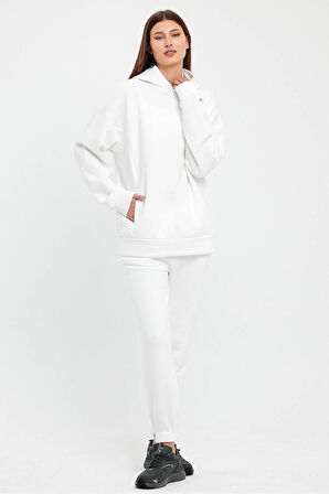 Kadın Beli Ve Paçası Lastikli Üç İplik Polarlı Oversize Eşofman Takımı