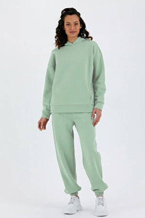 Kadın Beli Ve Paçası Lastikli Üç İplik Polarlı Oversize Eşofman Takımı