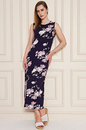 Kadın Yırtmaçlı Pamuk Penye 125 Cm Günlük Elbise