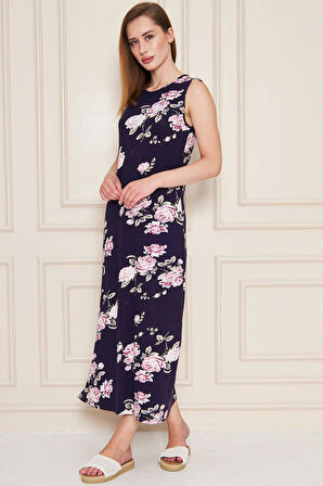 Kadın Yırtmaçlı Pamuk Penye 125 Cm Günlük Elbise