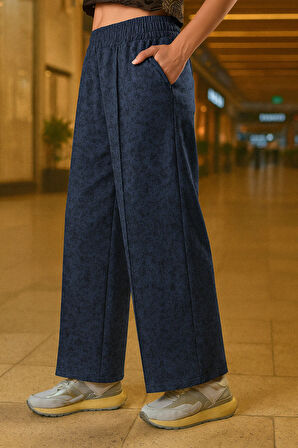 Kadın Önü Nevrürlü Ceplı Bol Paça Rahat Pantolon