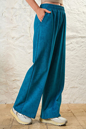 Kadın Önü Nevrürlü Ceplı Bol Paça Rahat Pantolon