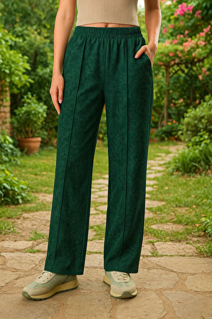 Kadın Önü Nevrürlü Ceplı Bol Paça Rahat Pantolon