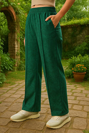 Kadın Önü Nevrürlü Ceplı Bol Paça Rahat Pantolon