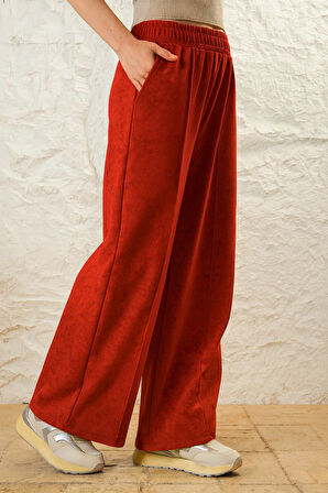 Kadın Önü Nevrürlü Ceplı Bol Paça Rahat Pantolon