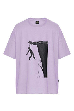Unisex Uçurum Baskılı Oversize Tişört