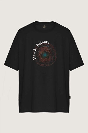 Unisex Flow & Balance Baskılı Oversize Tişört