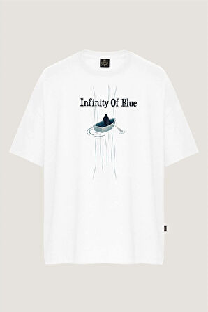 Unisex İnfinity Of Blue Baskılı Oversize Tişört