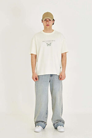 Unisex Free Yourself From Sırt-Ön Baskılı Oversize Tişört