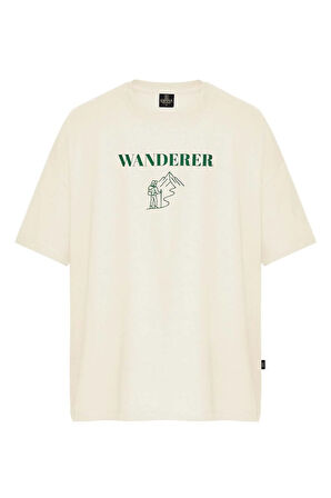 Unisex Wanderer Sırt-Ön Baskılı Oversize Tişört