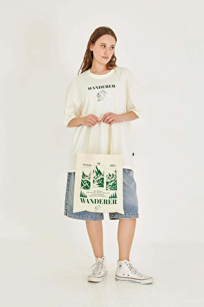 Unisex Wanderer Sırt-Ön Baskılı Oversize Tişört