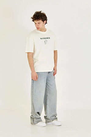 Unisex Wanderer Sırt-Ön Baskılı Oversize Tişört