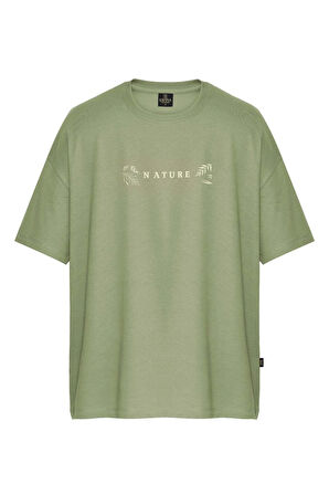 Unisex Nature Sırt-Ön Baskılı Oversize Tişört