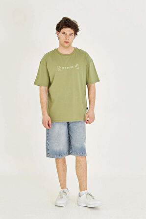 Unisex Nature Sırt-Ön Baskılı Oversize Tişört