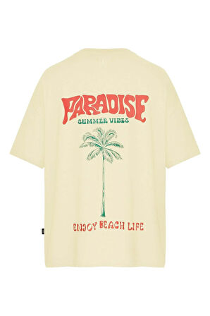 Unisex Paradise Sırt-Ön Baskılı Oversize Tişört
