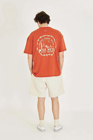 Unisex Wild West Sırt-Ön Baskılı Oversize Tişört