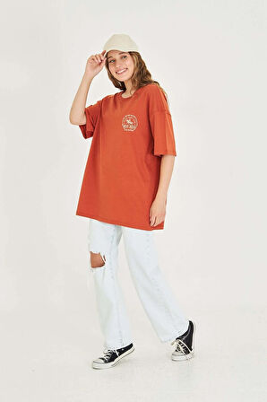 Unisex Wild West Sırt-Ön Baskılı Oversize Tişört