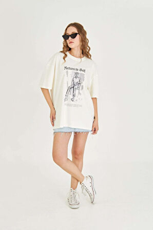 Unisex Return To Self Baskılı Oversize Tişört