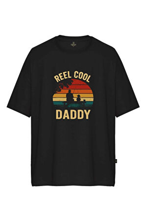 Erkek Reel Cool Daddy Baskılı Oversize Tişört