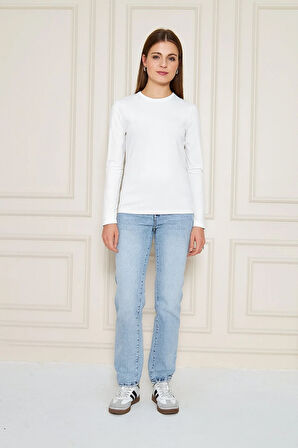 BİSİKLET YAKA UZUNKOL BASİC T-SHİRT